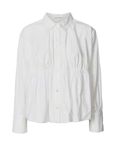  Rabens Saloner - Sophie Poplin Puffed Hem Skjorte - White